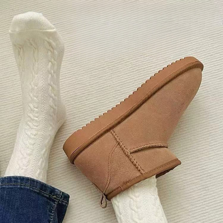 5PRS-White Cashmere Women's Twist Thickened Retro Medium Tube Socks Postpartum Confinement Socks