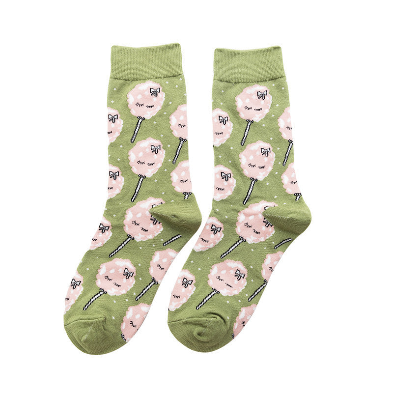 Women's Socks Hip-hop Trend Women's Mid-tube Cotton Socks Cartoon Personalized Socks Cute Man-5PRS