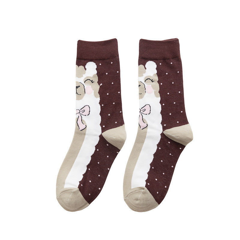 Women's Socks Hip-hop Trend Women's Mid-tube Cotton Socks Cartoon Personalized Socks Cute Man-5PRS