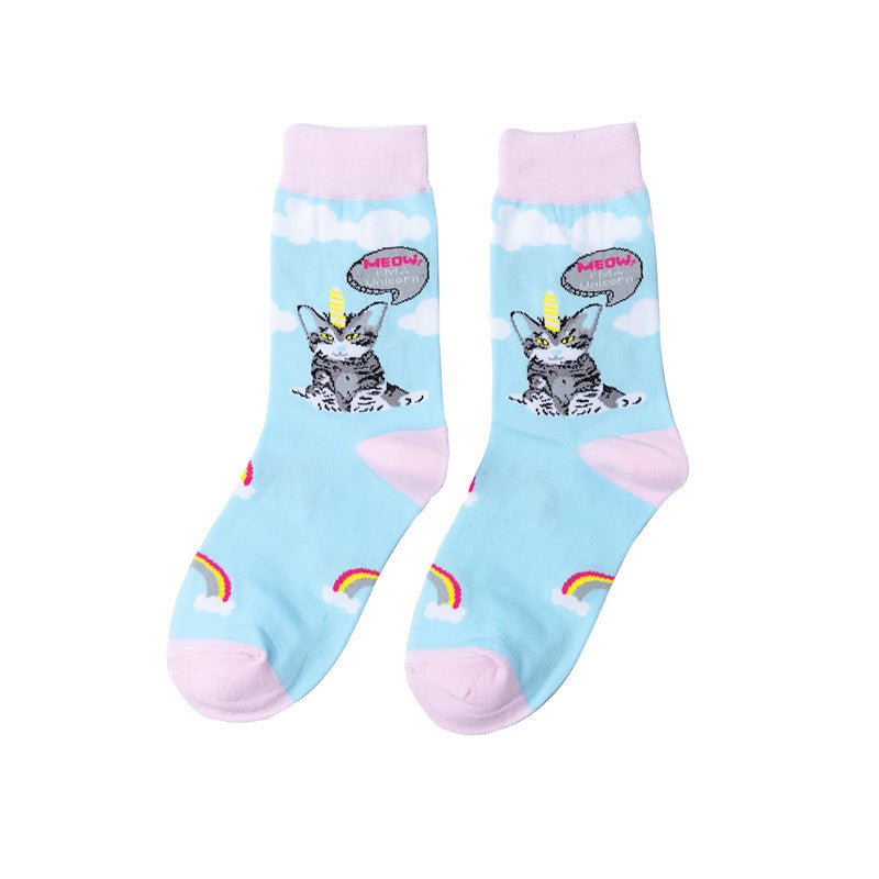 Men's Four Seasons Women's Socks Cotton Personality Trend Stockings Cute Women's Tide Socks-5PRS