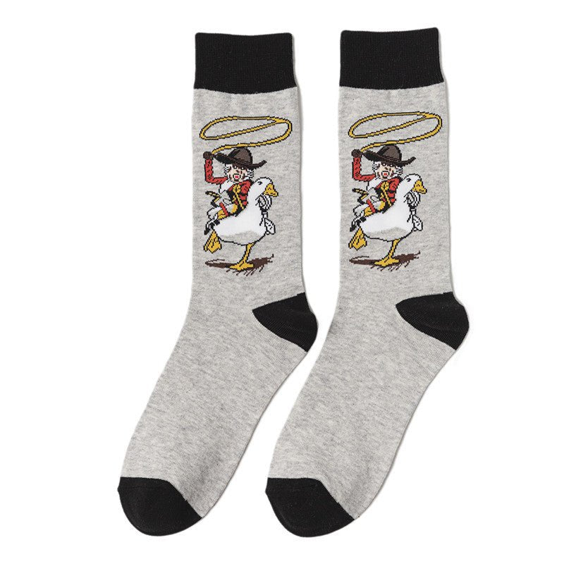 New Male Manufacturer Trend Cartoon Socks Women's Cotton Animation Socks Men's Socks Wholesale Animal Socks-5PRS
