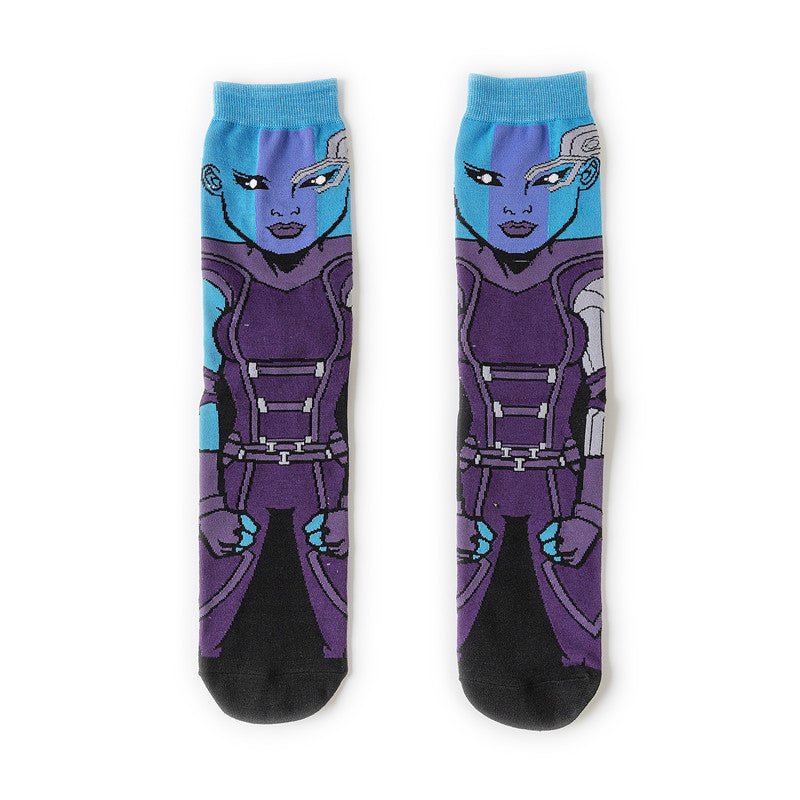Male Cotton Cartoon Female Pattern Medium Tube Animation Socks Personalized Ins Trendy Cotton Socks-5PRS