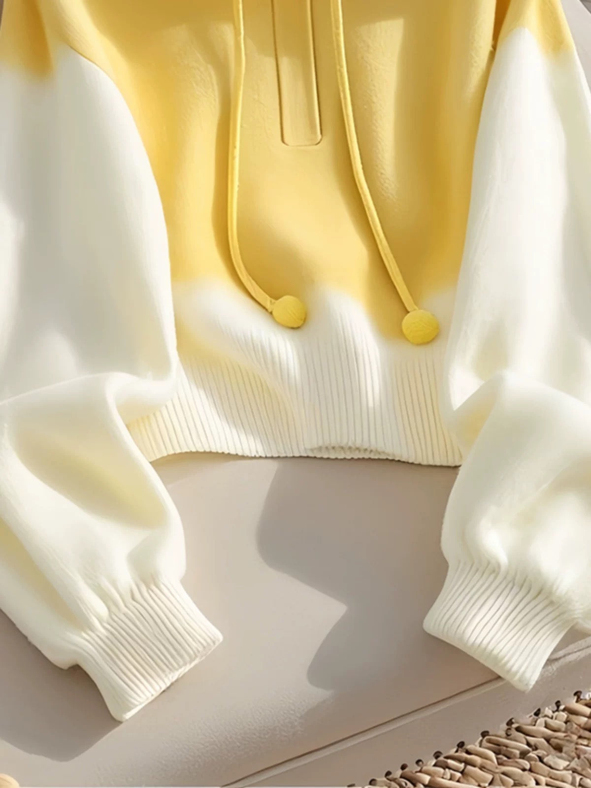 Yellow Ombre Hoodie Sweater: Cloudcore Pullover Women’s Lazy Chic Autumn Soft Girl