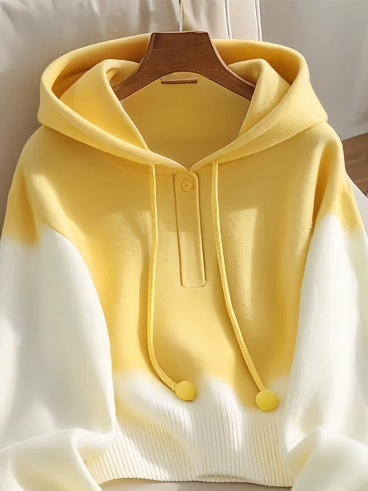 Yellow Ombre Hoodie Sweater: Cloudcore Pullover Women’s Lazy Chic Autumn Soft Girl