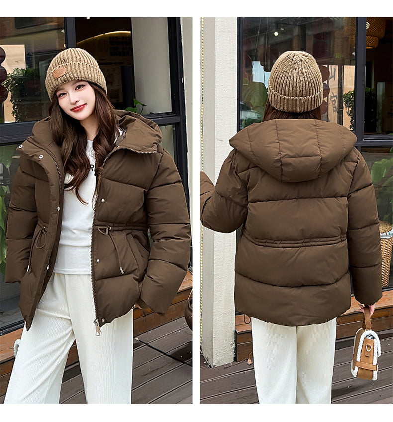 Plus Size Luxe Quilted Cocoon Parka Longline Winter Coat with Belt Accent