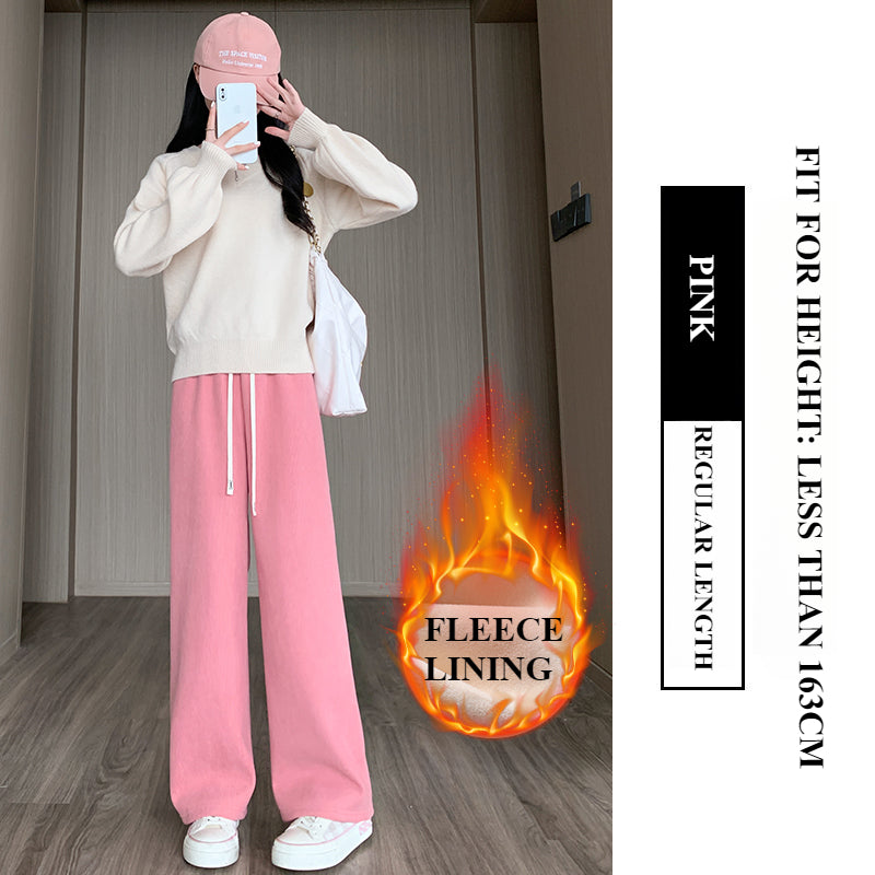 Wide-leg Women's Autumn and Winter Fleece Thickened Corduroy Casual Narrow Straight-leg Women's Pants