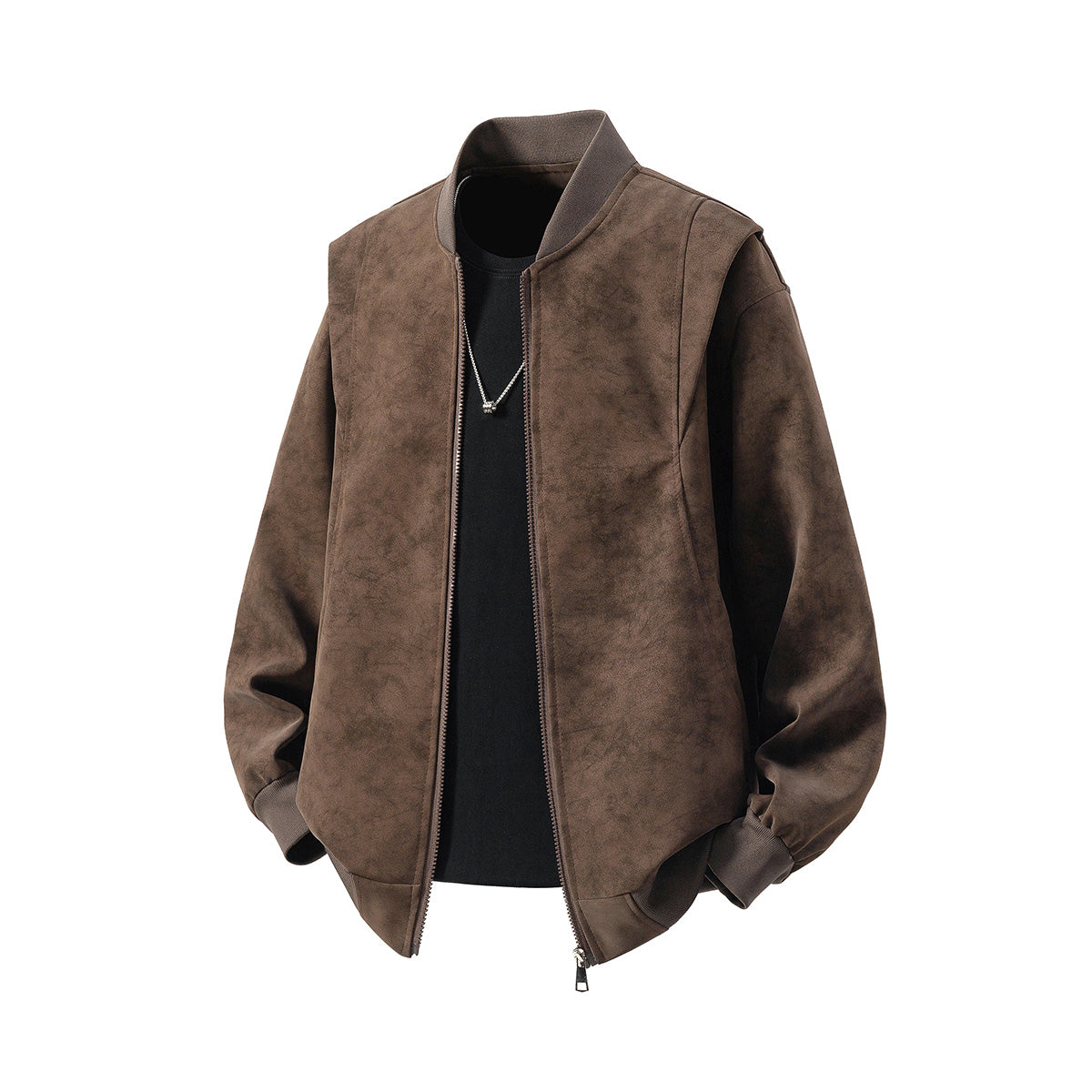 Artisan Deconstructed Leather Jacket - Ashy Gray Reconstructed Stand Collar (Sizes M-5XL)