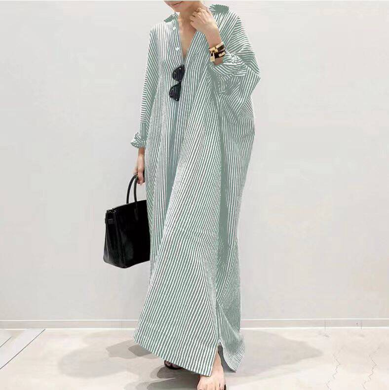 Upgrade Your Wardrobe with Stylish Striped Plus Size Long Skirts for Women - Perfect for Home, Breathable and Comfortable Nightdresses