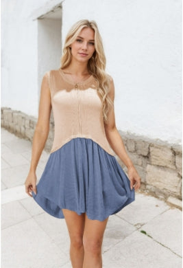 2024 Fashion Trends: Colorful Round Neck Loose Dress for Women - Knitted Skirt Summer Style