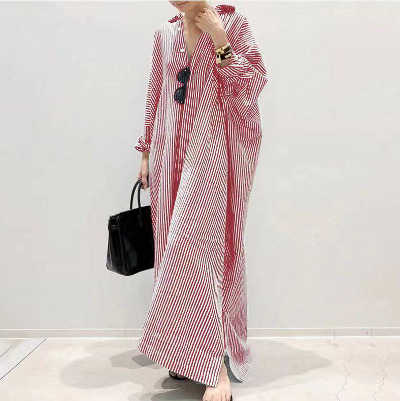 Upgrade Your Wardrobe with Stylish Striped Plus Size Long Skirts for Women - Perfect for Home, Breathable and Comfortable Nightdresses