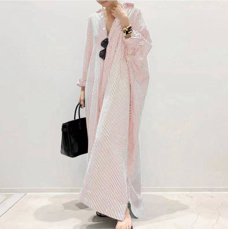 Upgrade Your Wardrobe with Stylish Striped Plus Size Long Skirts for Women - Perfect for Home, Breathable and Comfortable Nightdresses