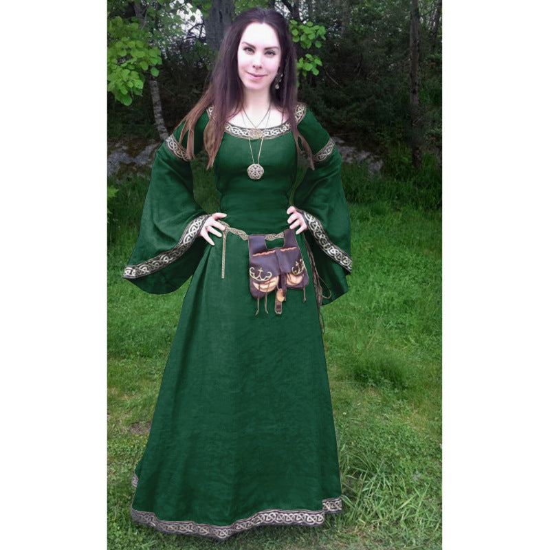 Classic Medieval Central European Party Long Sleeve Crewneck Slim Fit Women's Dress