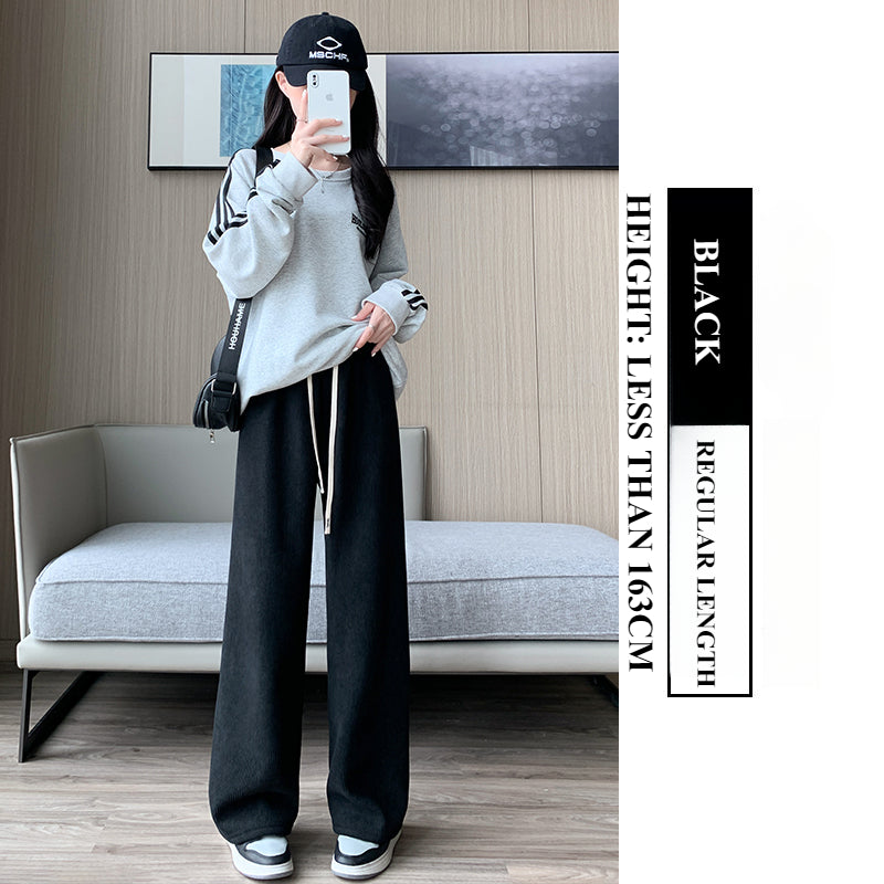 Wide-leg Women's Autumn and Winter Fleece Thickened Corduroy Casual Narrow Straight-leg Women's Pants
