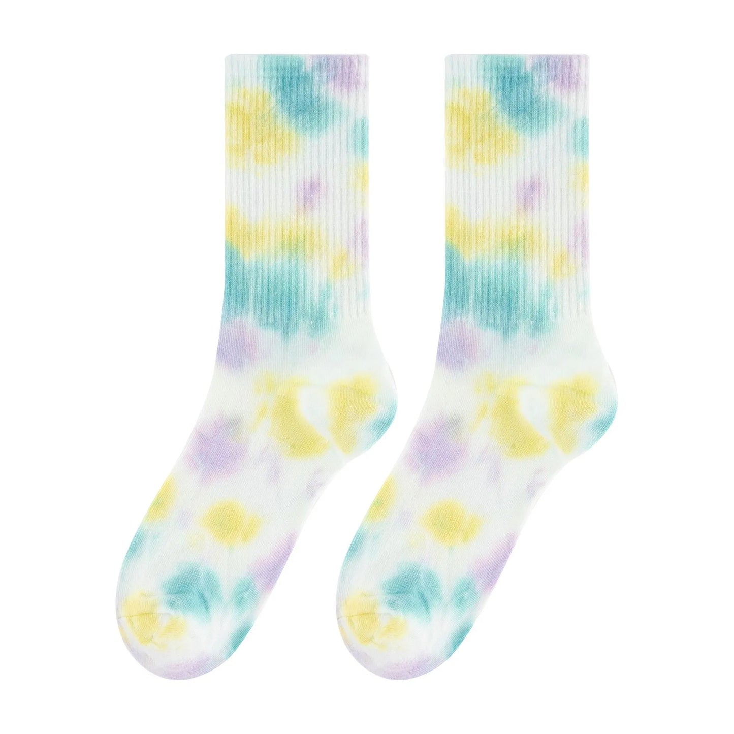 Custom Logo Colorful Sports Unisex Cotton Tie-Dyed Socks Sweat-Absorbent Sports Socks