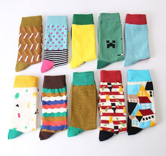 Fashion Funny Cotton Happy Crew Dress Tube Socks Business Men Custom Wholesale Grip MID Calf Happy Dress Socks