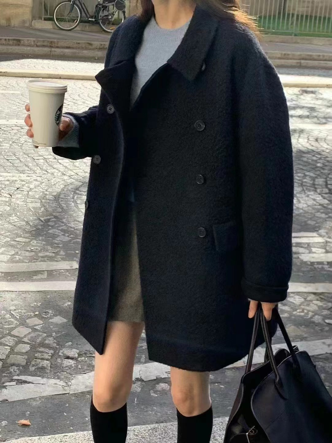 Winter new lapel double-breasted Suli wool coat coat