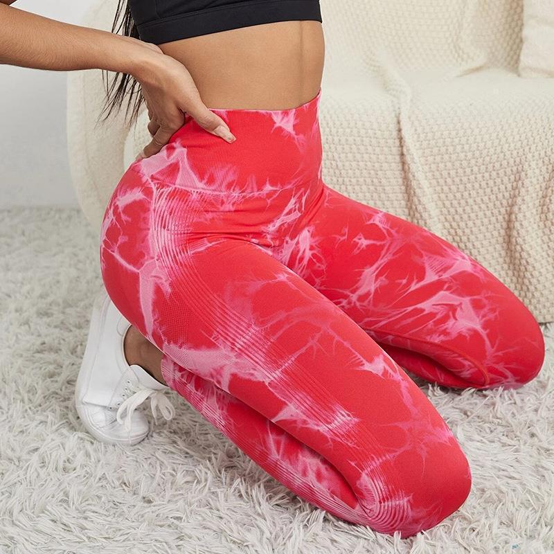 Women's High-Waisted Tie-Dye Yoga Pants - Autumn/Winter Sports Tight-Fitting Belly Tightening Pants