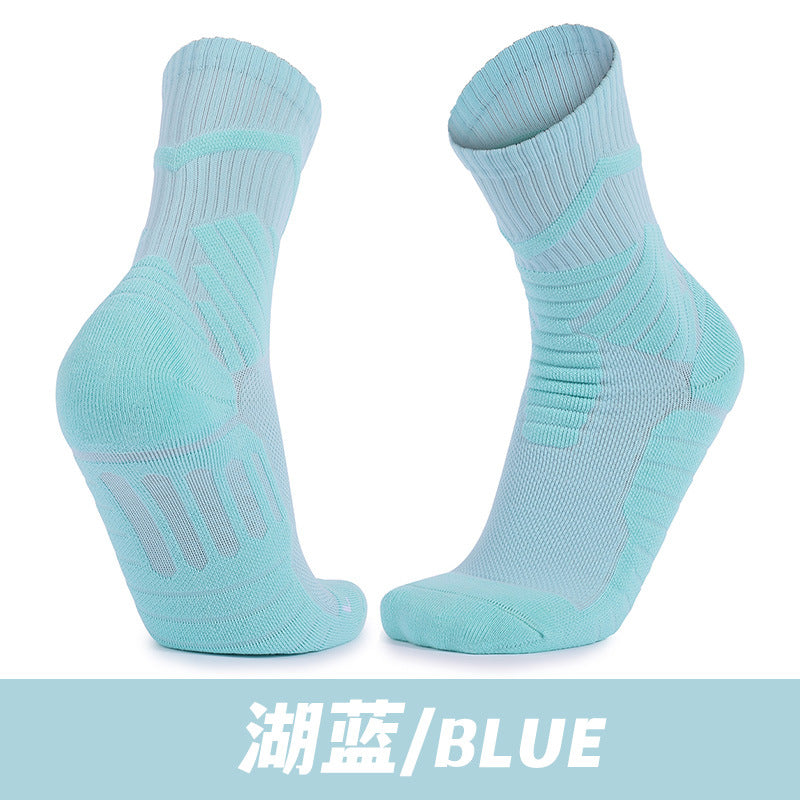 Professional Basketball Socks Men's Three-dimensional Wrapped Tennis Socks High Elastic Lycra Thickened Towel Bottom Medium Tube Sports Socks