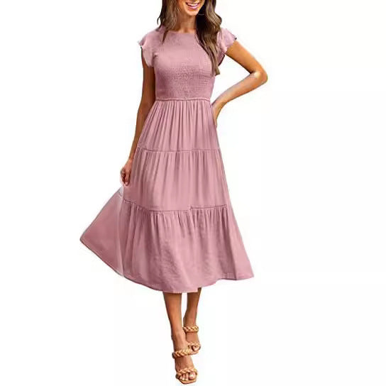 2025 Summer Viral Dress: Y2K-Inspired Cold-Shoulder Pleated Mini Dress - Sustainable Fabric Comfy Feifei Sleeves