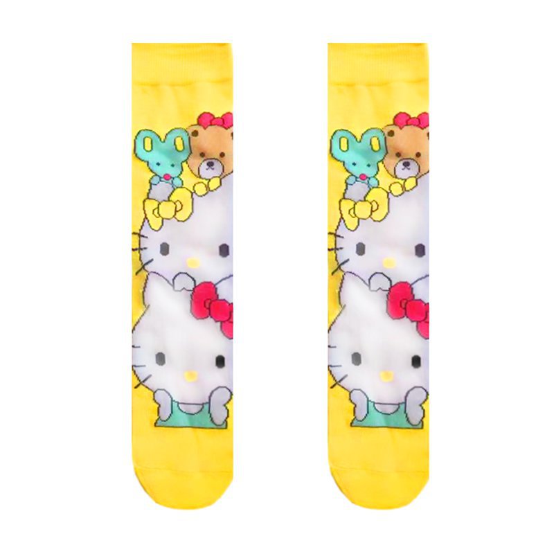 Women's Four Seasons Women's Cotton Animation Male Manufacturer Hello Kitty Ins Trendy Socks Men's Socks-5PRS