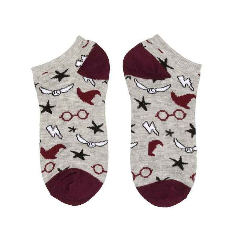 Short Socks Men's Trendy Socks Four Seasons Harry Potter Socks Cartoon Cotton Socks Medium Boat Socks-5PRS