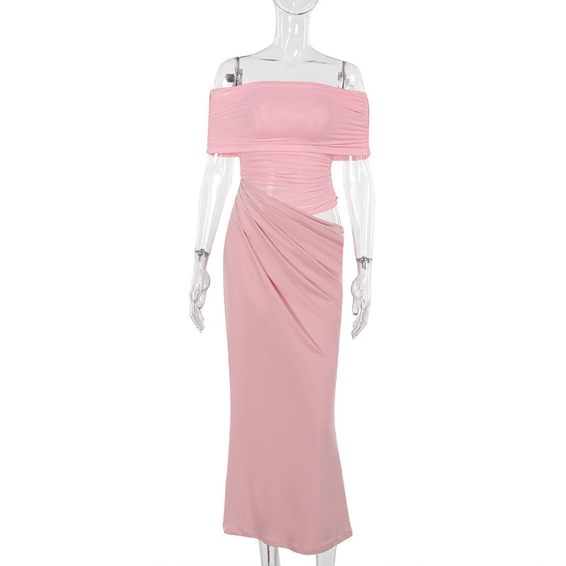 Celebrity-Inspired Sexy Bodycon Dress: One-Shoulder Cut-Out Waist Autumn Slim Midi Dress for Women