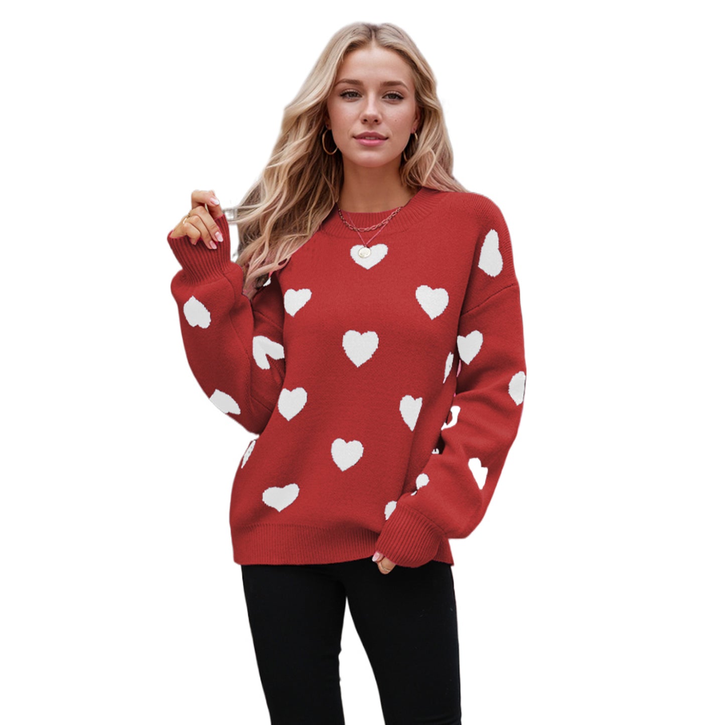 Winter Valentine's Day Love Pullover Women's Knitted Sweater Women's Large Size Loose Sweater Women's