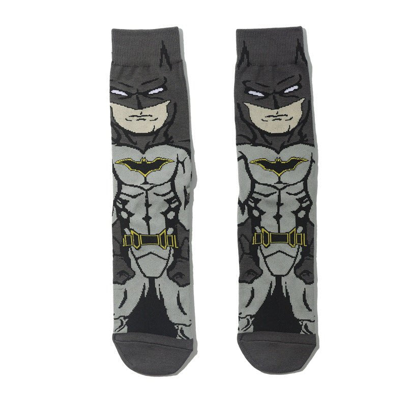 Cotton Men's Medium Tube Cartoon Sock Anime Women's Movie Socks Daredevil Socks Long Tube Tide Socks-5PRS
