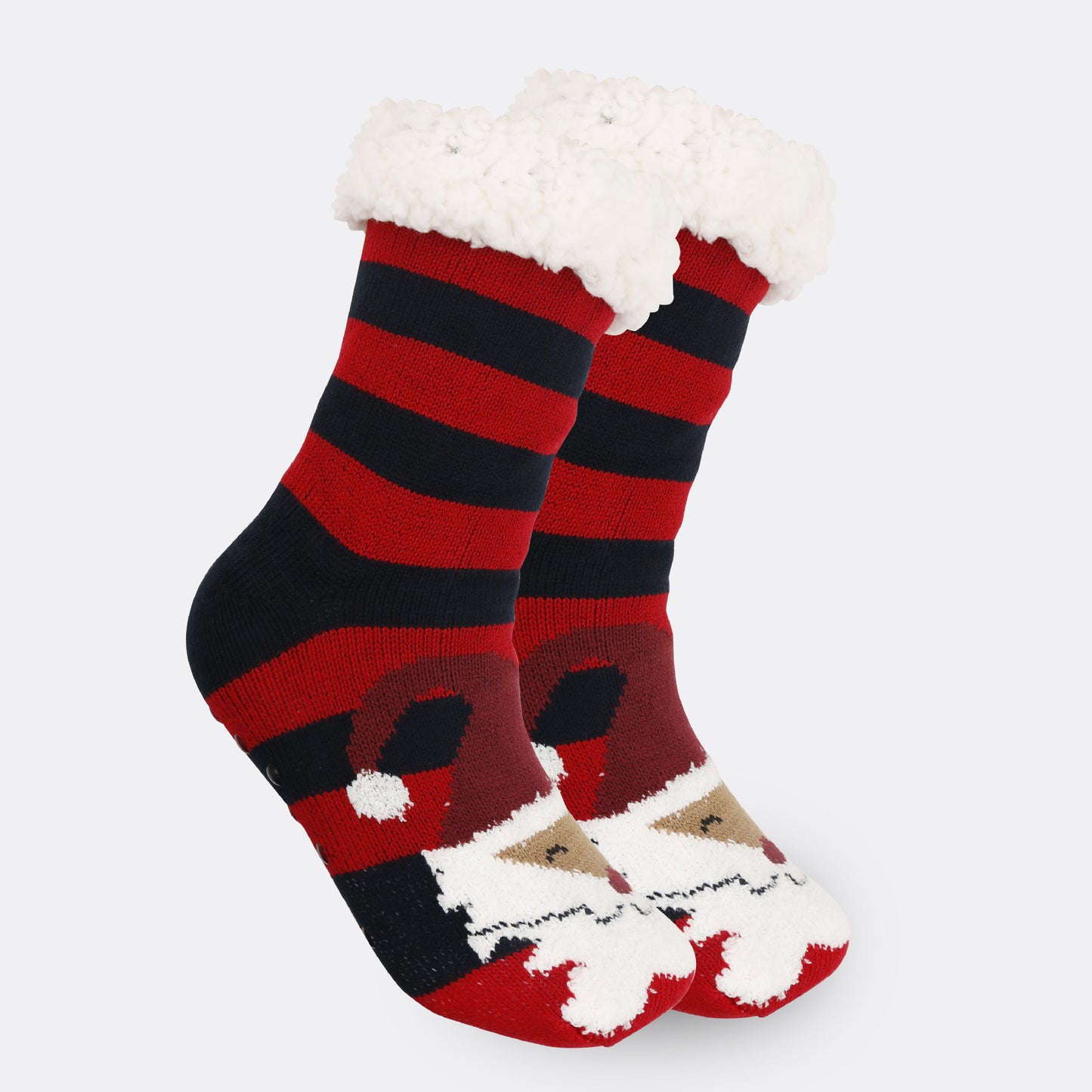 2PRS-Festive Thermal Knit Xmas Socks -Fleece-Lined Winter Sleepwear for Women, Cozy Cabin & Postpartum Recovery