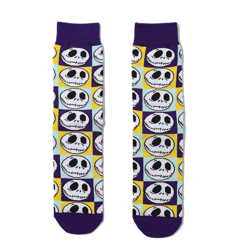 Women's New Trendy Socks Cotton Socks Men's Cartoon Trend Tube Socks Halloween Socks-5PRS