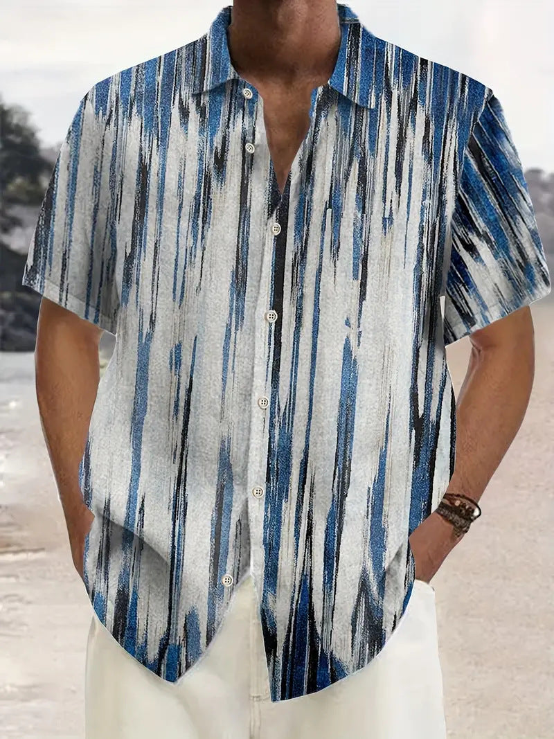 Capsule Wardrobe Essential | Sustainable Hawaiian Shirts | Unisex Cropped Sleeve Beach Tops with AI-Enhanced Floral Patterns