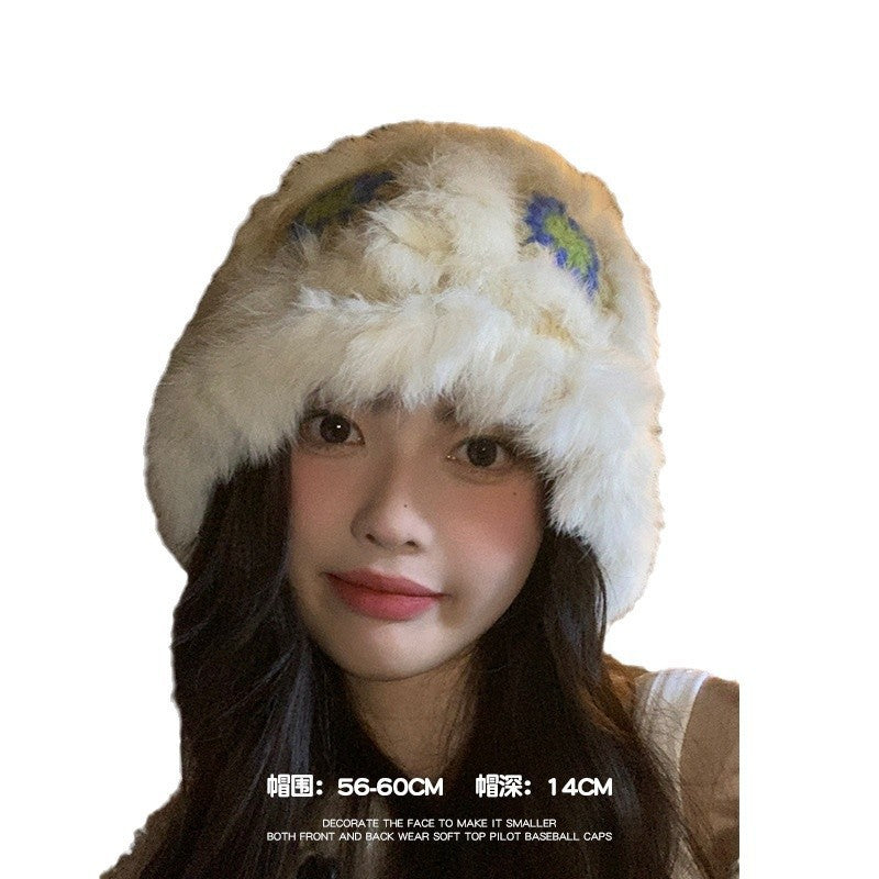 Big Puff Plush Rabbit Hair Handwoven Lion Dancing Hat Cold Fisherman Children Cute Plush Knitted Basin Women Hat