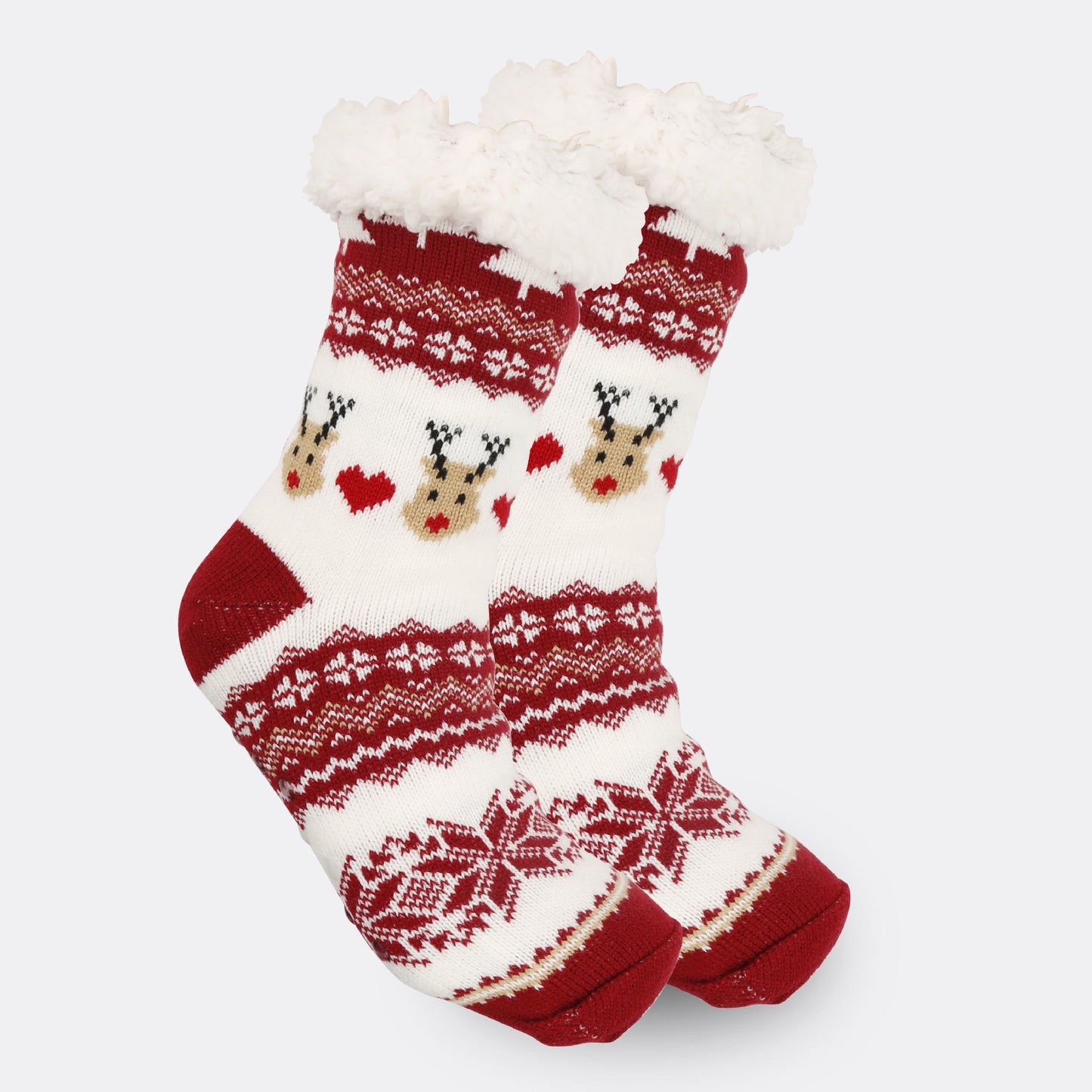 2PRS-Festive Thermal Knit Xmas Socks -Fleece-Lined Winter Sleepwear for Women, Cozy Cabin & Postpartum Recovery