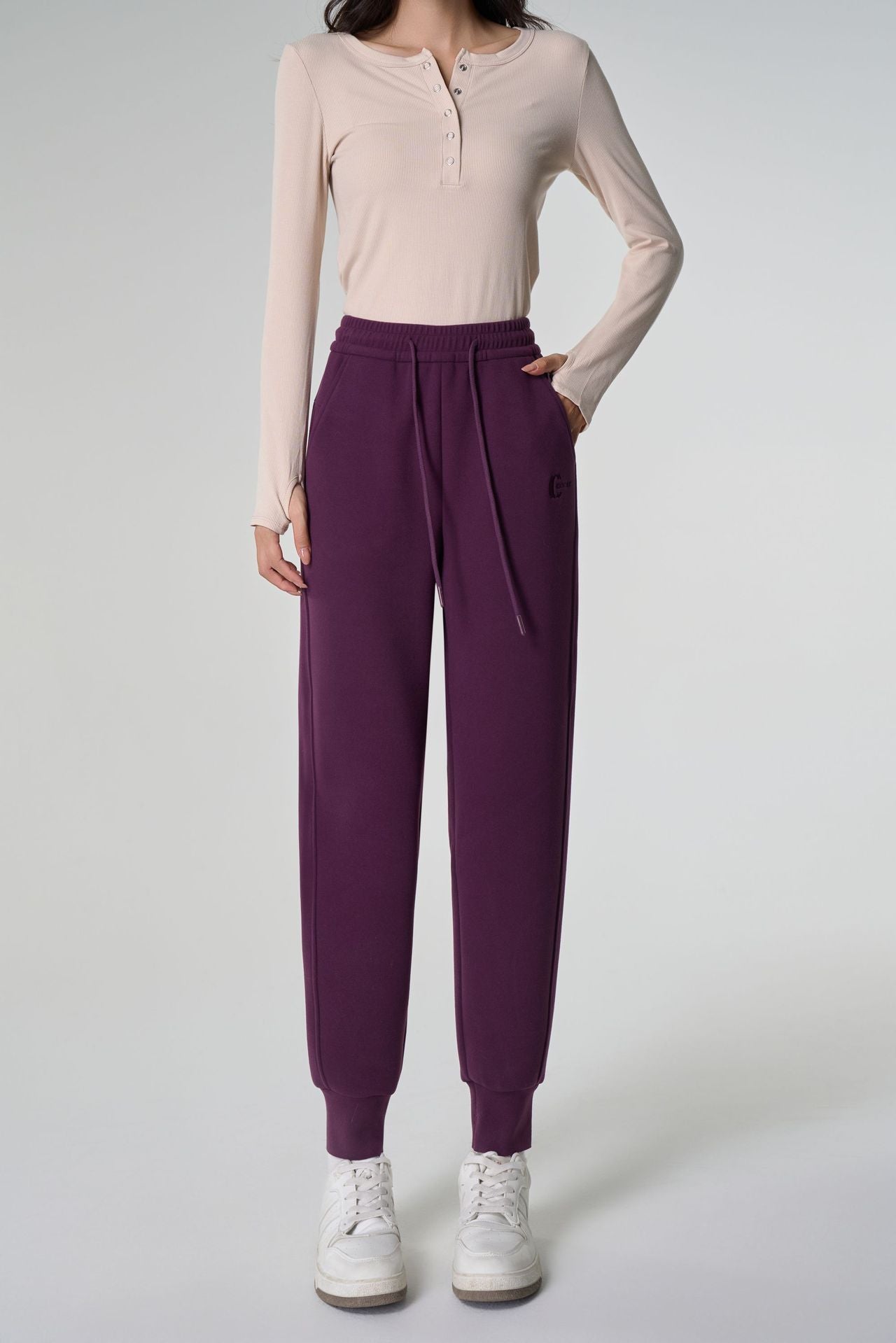 [Hot Leather Windproof Pants Winter New Thick Wool Silk Velvet Large Size Sports Casual White Guard Pants