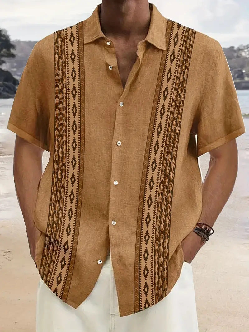 Capsule Wardrobe Essential | Sustainable Hawaiian Shirts | Unisex Cropped Sleeve Beach Tops with AI-Enhanced Floral Patterns
