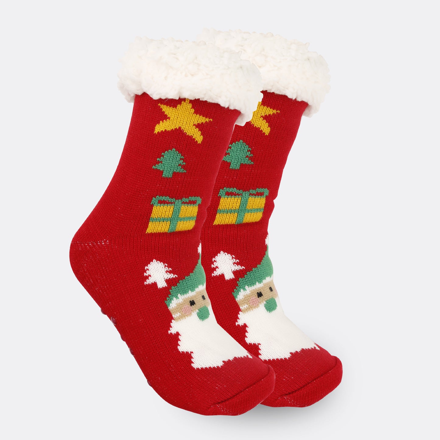 2PRS-Festive Thermal Knit Xmas Socks -Fleece-Lined Winter Sleepwear for Women, Cozy Cabin & Postpartum Recovery