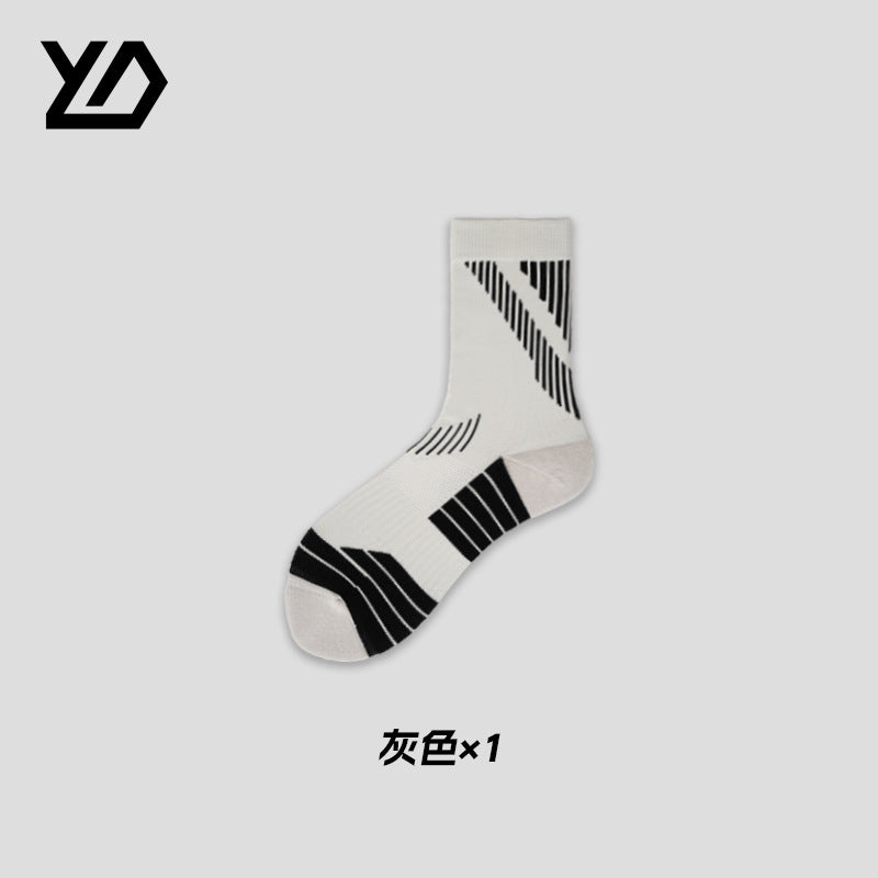 Sports Socks Men's Medium Tube Towel Bottom Sweat-absorbing and Breathable Women's Badminton Shock-absorbing and Non-slip Professional Combat Running Socks