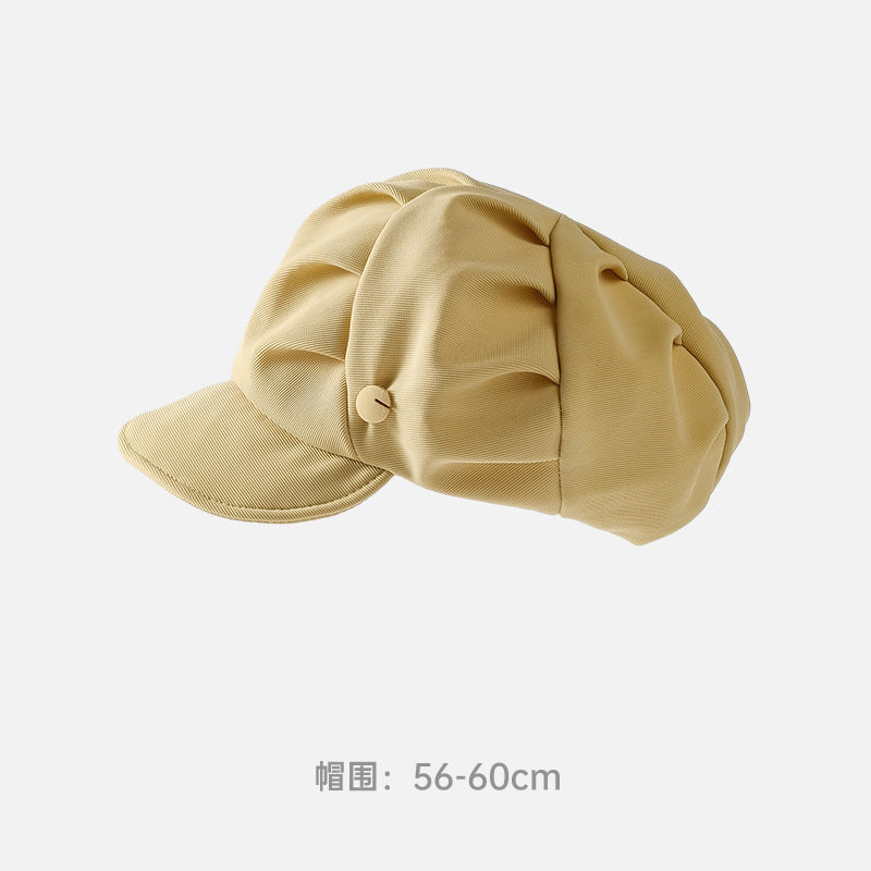 Autumn and Winter New Metal Standard Beret Children Big Head Circumference Show Face Small Reverse Wear Woolen Forward Hat