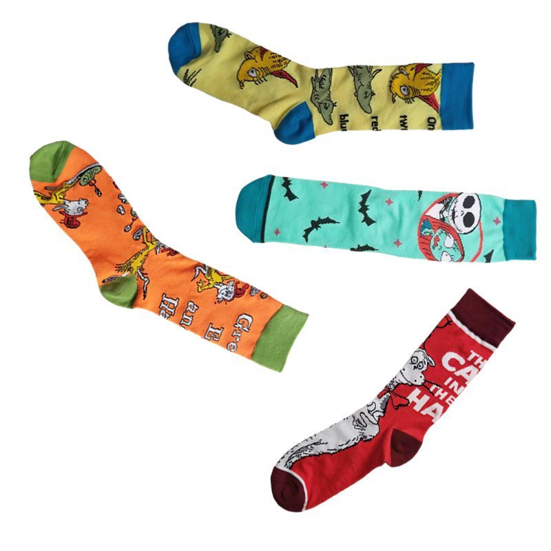 Christmas Cotton Men's Four Seasons Cartoon Tide Socks Men's Socks Animal Socks-5PRS