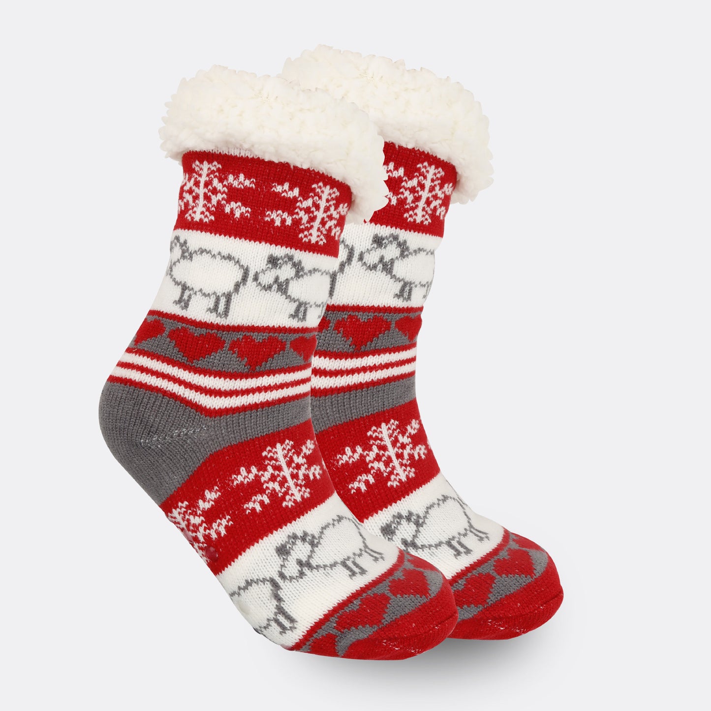 2PRS-Festive Thermal Knit Xmas Socks -Fleece-Lined Winter Sleepwear for Women, Cozy Cabin & Postpartum Recovery