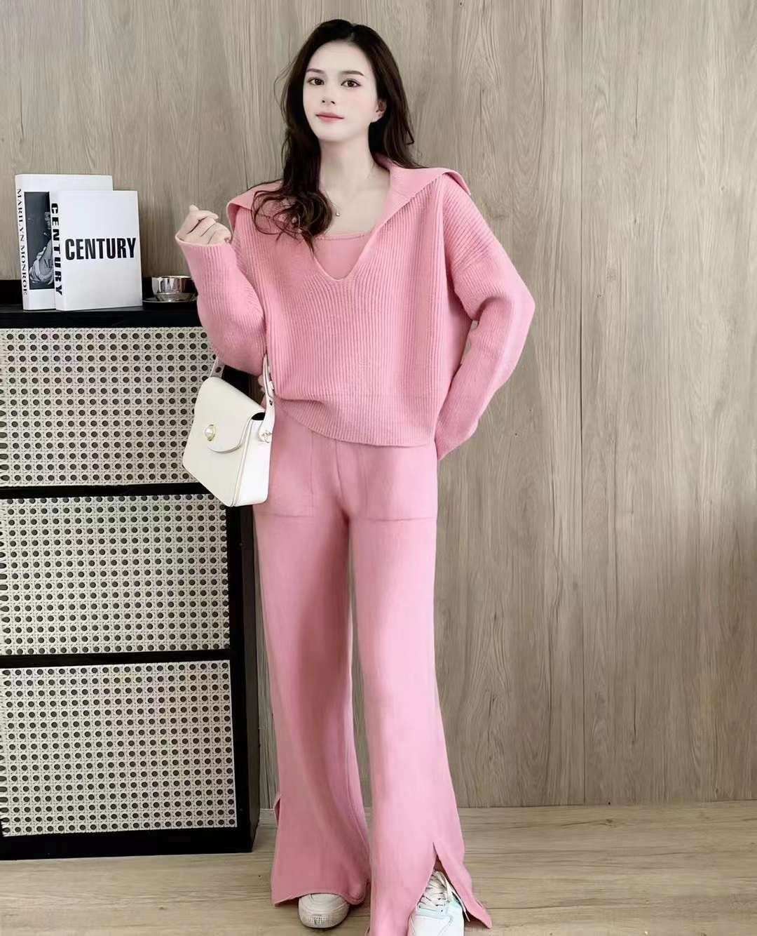 Autumn and Winter Internet Celebrity Fried Street Temperament Muse Fan Gray Fashion Leisure Sports Suit Women's Three-piece Set