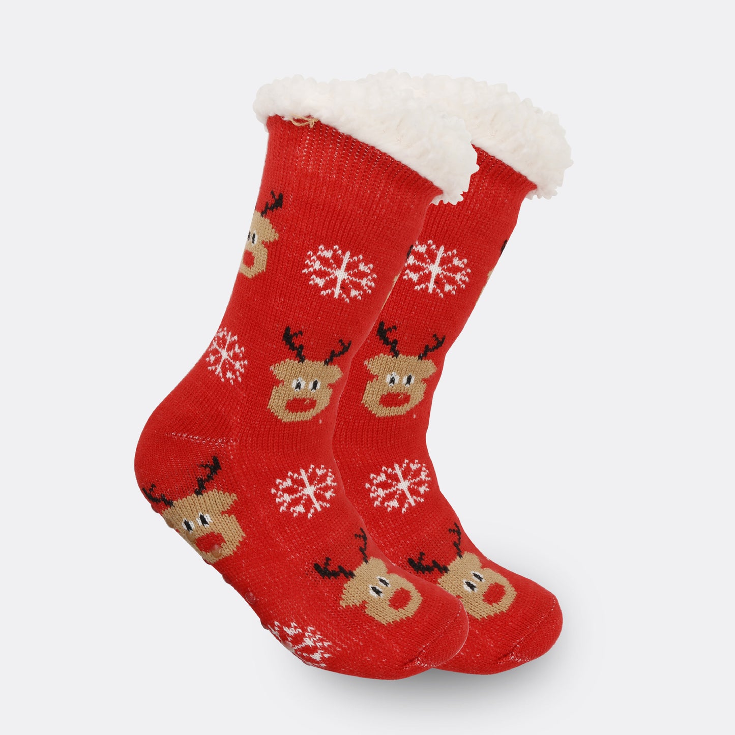 2PRS-Festive Thermal Knit Xmas Socks -Fleece-Lined Winter Sleepwear for Women, Cozy Cabin & Postpartum Recovery