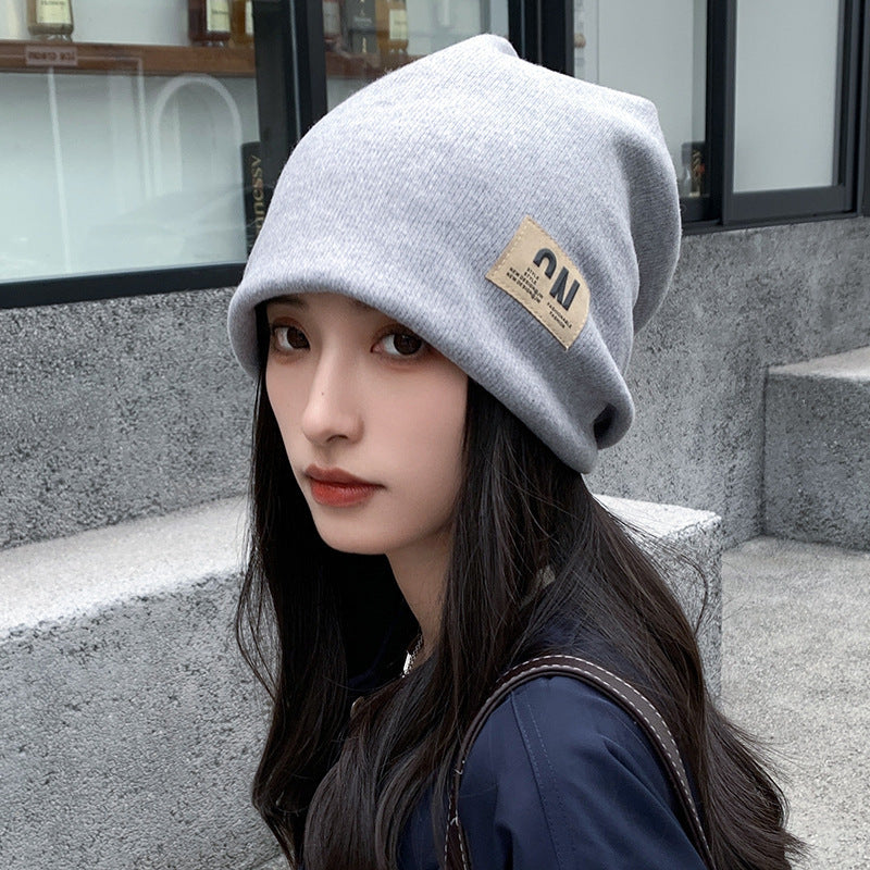 2PCS Knitted Hats-Children's Letters Spring and Autumn Internet Celebrities Show Their Faces Small Versatile Knitted Hats