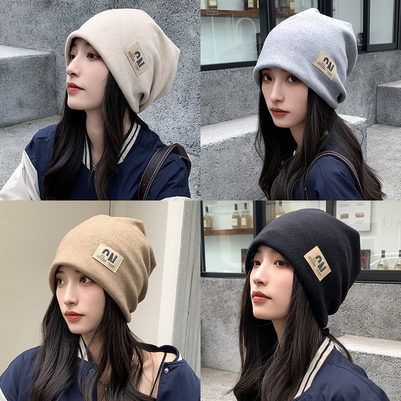 2PCS Knitted Hats-Children's Letters Spring and Autumn Internet Celebrities Show Their Faces Small Versatile Knitted Hats