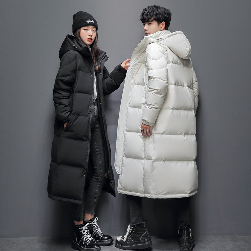 Winter Couple New Down Jackets Men's and Women's Similar Art School Uniforms Medium and Long Knee White Duck Down Jackets Men's
