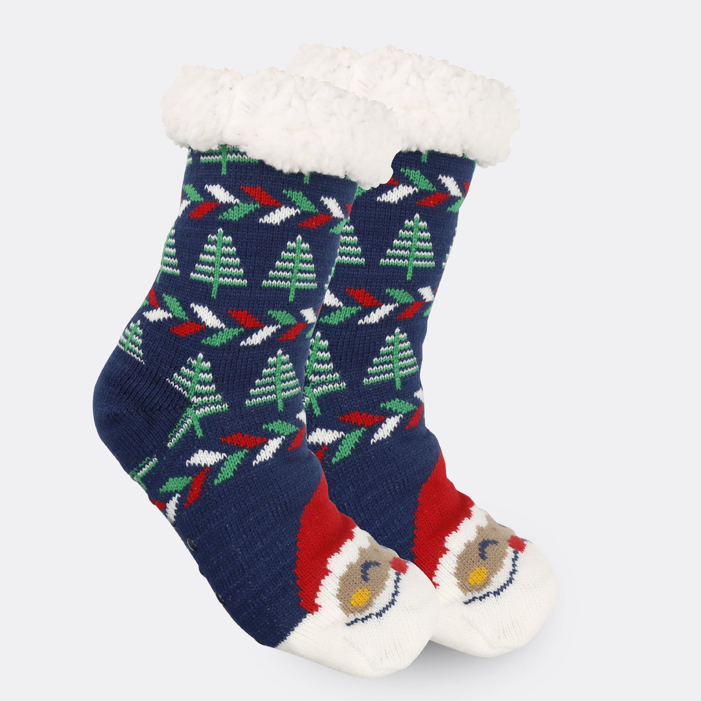 2PRS-Festive Thermal Knit Xmas Socks -Fleece-Lined Winter Sleepwear for Women, Cozy Cabin & Postpartum Recovery