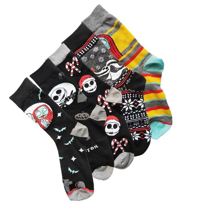 Men's Wholesale Cotton Socks Large Size Cotton Animation Four Seasons Manufacturers Casual Halloween Beautiful Women Socks-5PRS