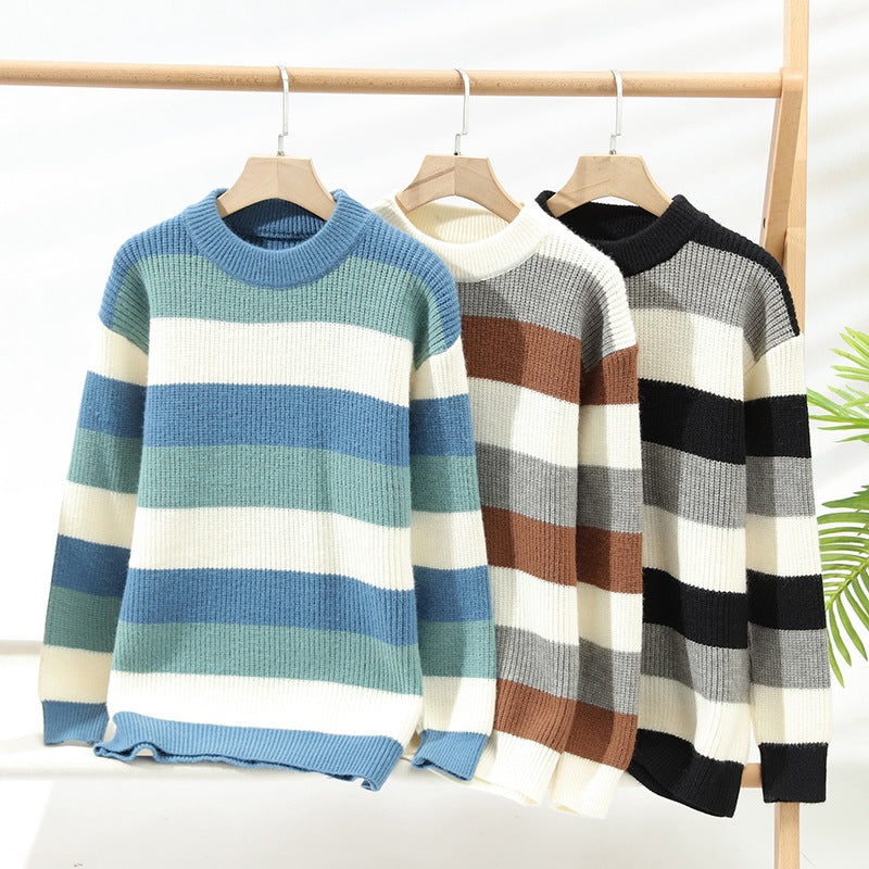 Autumn and Winter New Semi-turtleneck Sweater Men's Thickened Pullover Trendy Men's Knitted Sweater Top