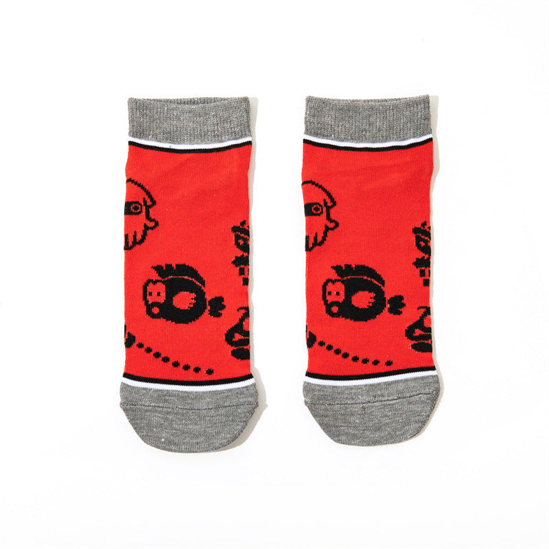Wholesale Women's Cotton Men's Short Mary Boat Socks Animation Men's Cartoon Sock Personalized Animation Socks-5PRS