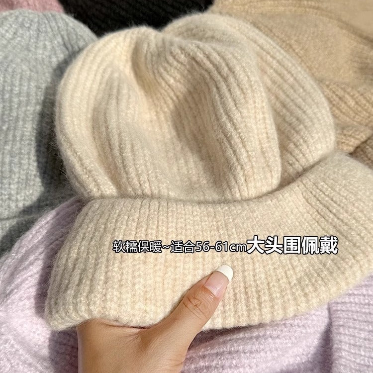 Children's Winter New Warm Ear Protector Wool Hat Loose Big Head Circumference Internet Celebrity Stacking Hat